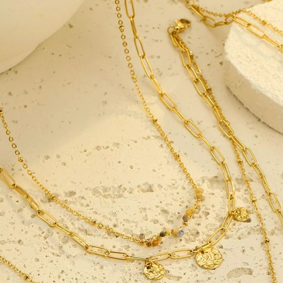 18k Gold-plated Double-layered Necklace in gold with double-layered