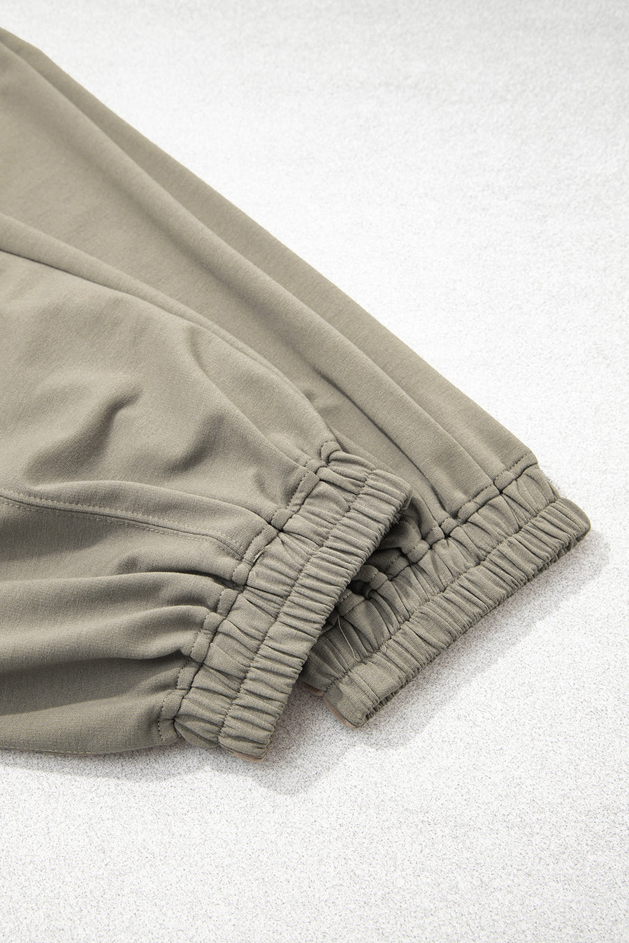 Elastic Waist Drawstring Wide Leg Full Length Pants in Army Green with drawstring waist