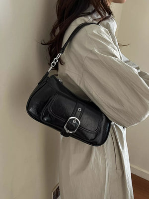 black crossbody bag with small and zip-front