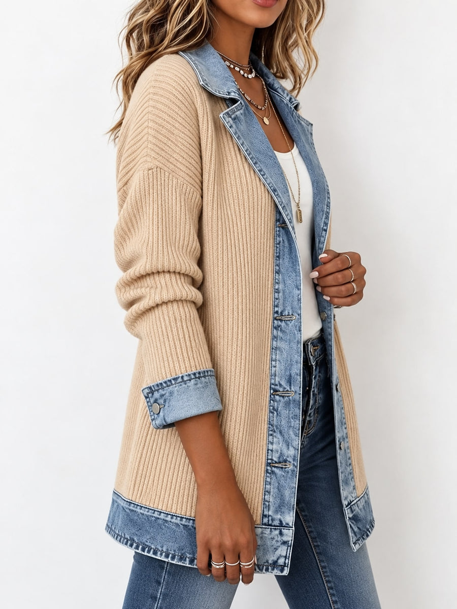 Black cardigan with tunic-length and open-front
