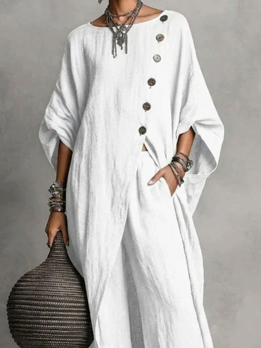 100% polyester Care instructions: Machine wash cold two-piece set in White with relaxed silhouette