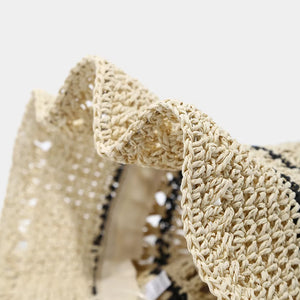 hat in Beige with striped and woven texture