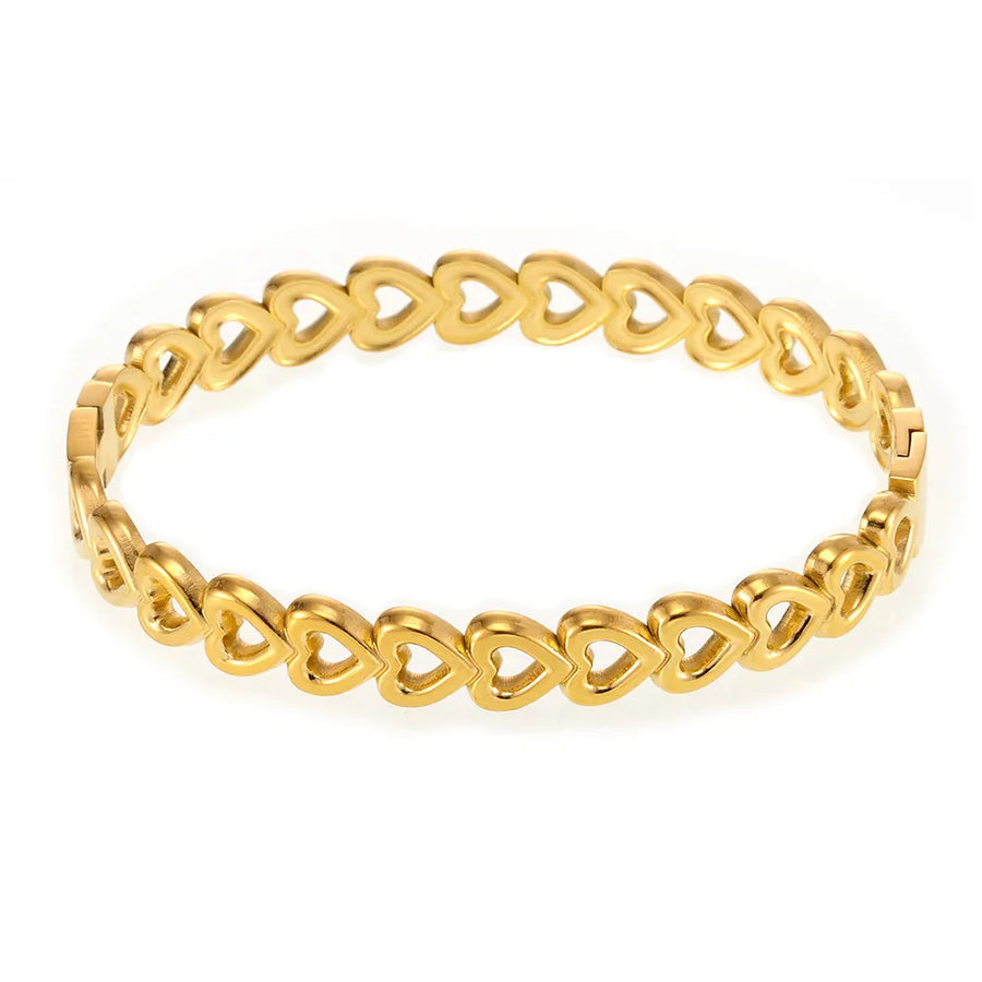 Gold heart motif chain bracelet with open heart charms