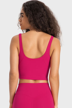 Sculpted Scoop Neck Crop Top in Cobalt Blue