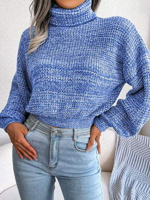 turtleneck sweater in emerald green with turtleneck and long sleeve