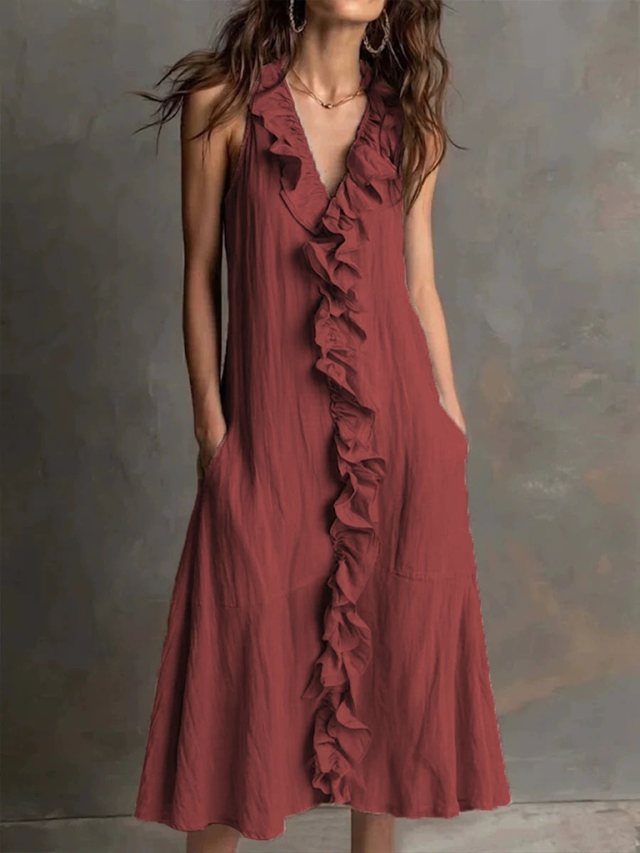 bohemian midi dress in Sky Blue with v-neck