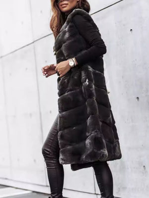 glam vest in camel with collarless