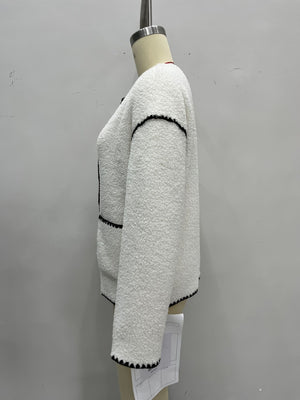 classic jacket in ivory with round neck