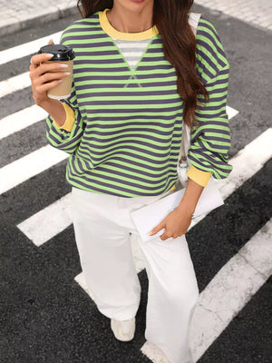 Blue Red relaxed sweatshirt with crew neck