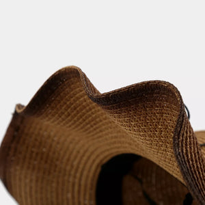Bull Skull Straw Cowboy Hat in Caramel with wide brim