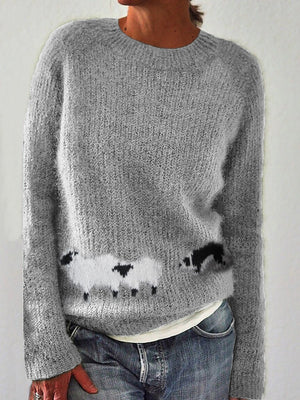 100% polyester Care instructions: Machine wash cold pullover sweater in Gray with relaxed silhouette