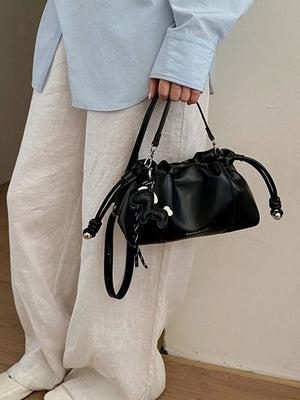 PU Leather Imported Size & crossbody bag in Blue with relaxed silhouette