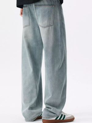 Blue with Men's Loose Fit Blue Jeans