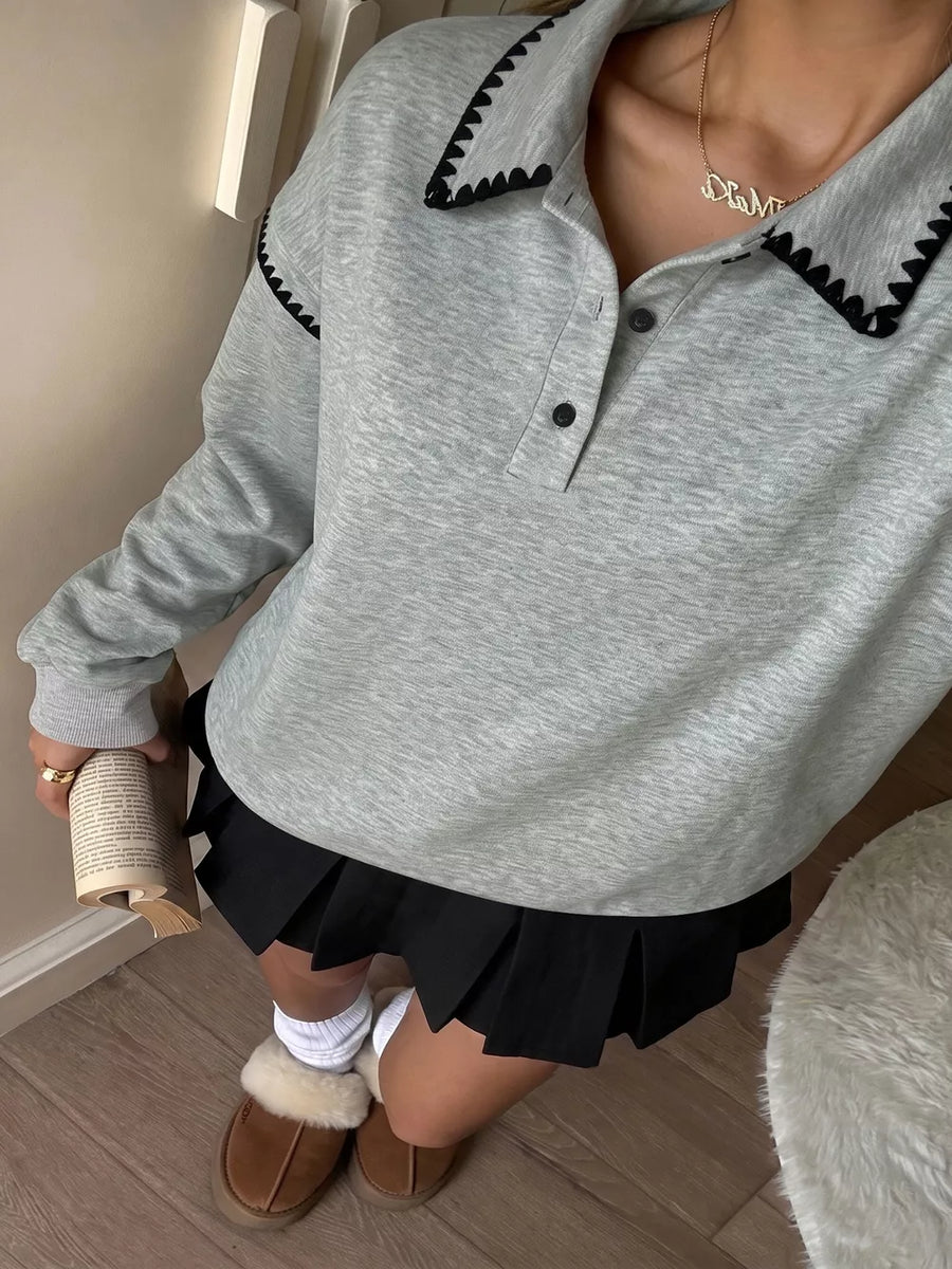 modern sweatshirt in light grey with collared