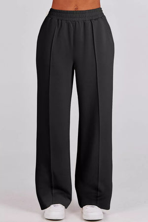 black relaxed sweatshirt and sweatpants set with collared