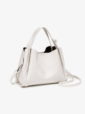 crossbody bag featuring woven in White with PU Leather Imported Size & texture