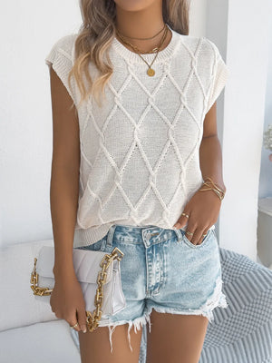 Diamond knit sleeveless top in Burgundy