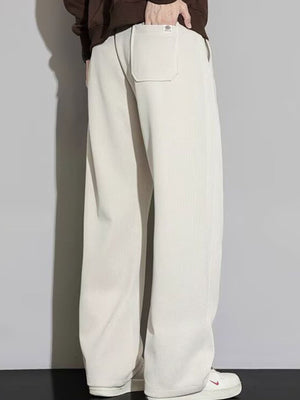 Men's apricot casual loose fit sweatpants with drawstring and back pocket.
