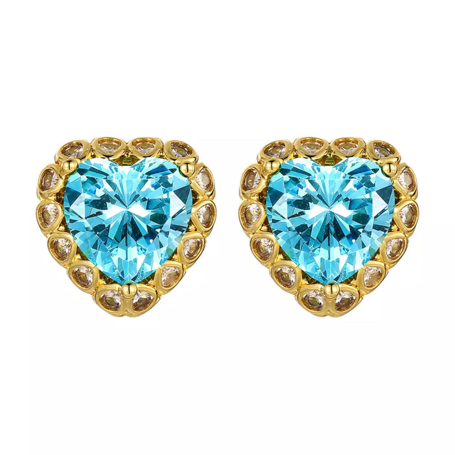 earrings in Sky Blue with heart and heart-shaped