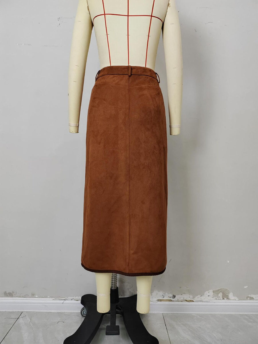 Rust midi skirt