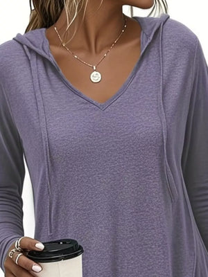 Purple relaxed pullover hoodie with v-neck