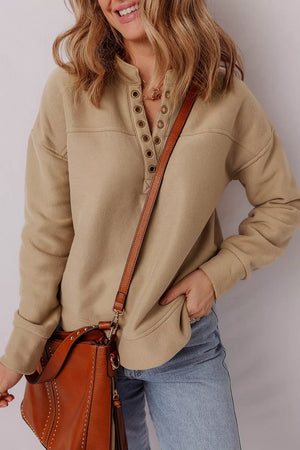 50% polyester, 50% cotton Care instructions: Machine wash cold sweatshirt in Khaki with relaxed silhouette