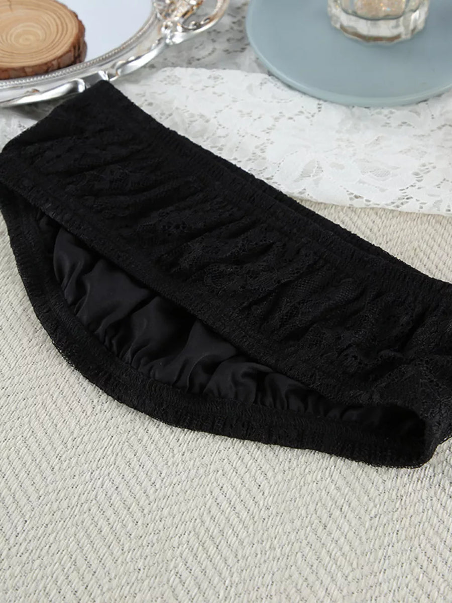 Lace Tube Top Cardigan & Shorts Lounge Set in black