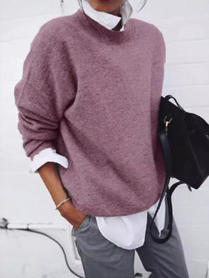 light gray pullover sweater with plus-size and long sleeve
