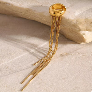 18k Gold-plated Chain Fringe Earrings in gold with fringe