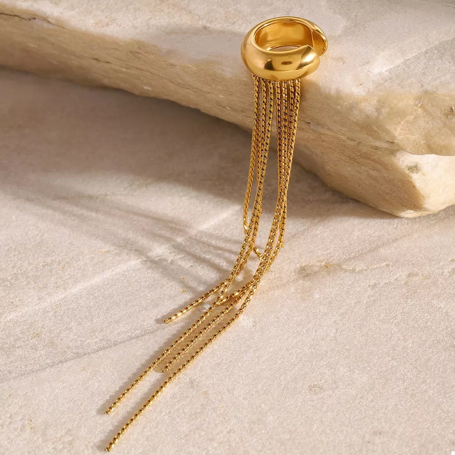 18k Gold-plated Chain Fringe Earrings in gold with fringe