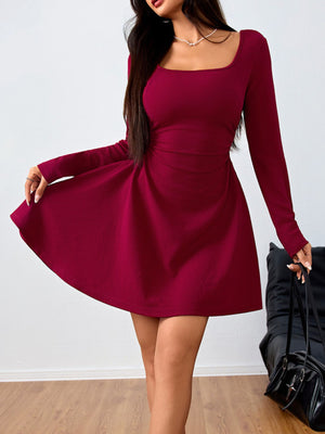 burgundy mini dress with mini and pullover