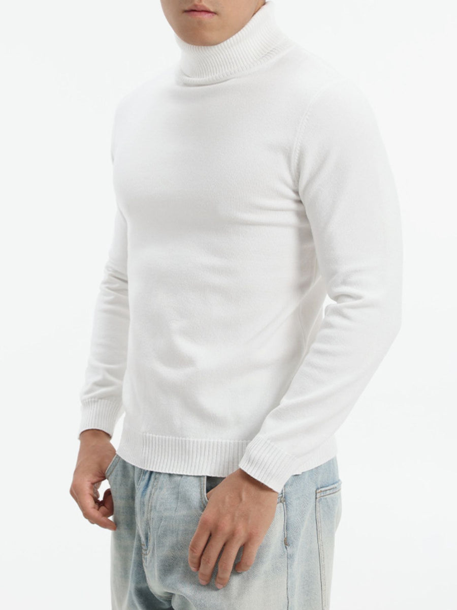 turtleneck sweater in white featuring lightweight and slim fit