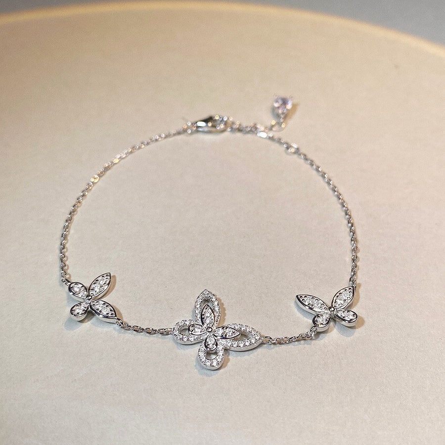 925 Sterling Silver Chain Butterfly Bracelet in silver with butterfly charm