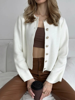 100% polyester Care instructions: Machine wash cold cardigan in White with relaxed silhouette