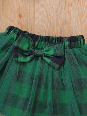 Green bodysuit with mini and snap