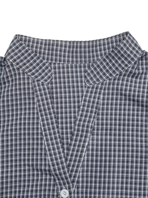 button-up shirt featuring gingham in white with 100% polyester Care instructions: Machine wash cold texture