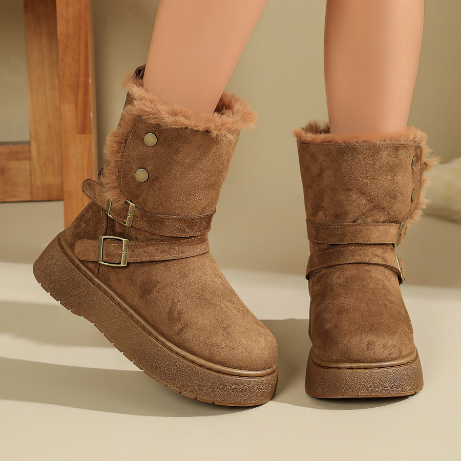 boots in Camel Color with round toe and ankle-length