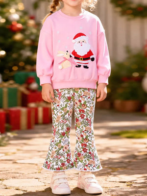 pink sweatshirt with graphic print and crew neck