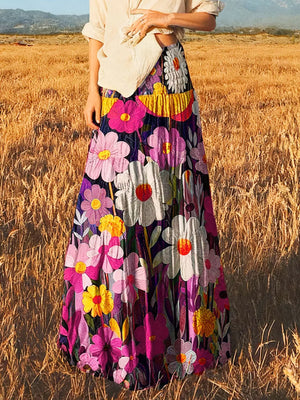 maxi skirt featuring floral in Multicolor with 100% polyester Care instructions: Machine wash cold texture
