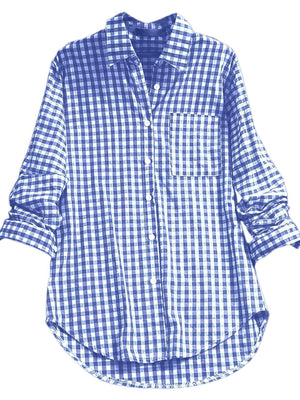 button-down shirt in Red with gingham and pocketed