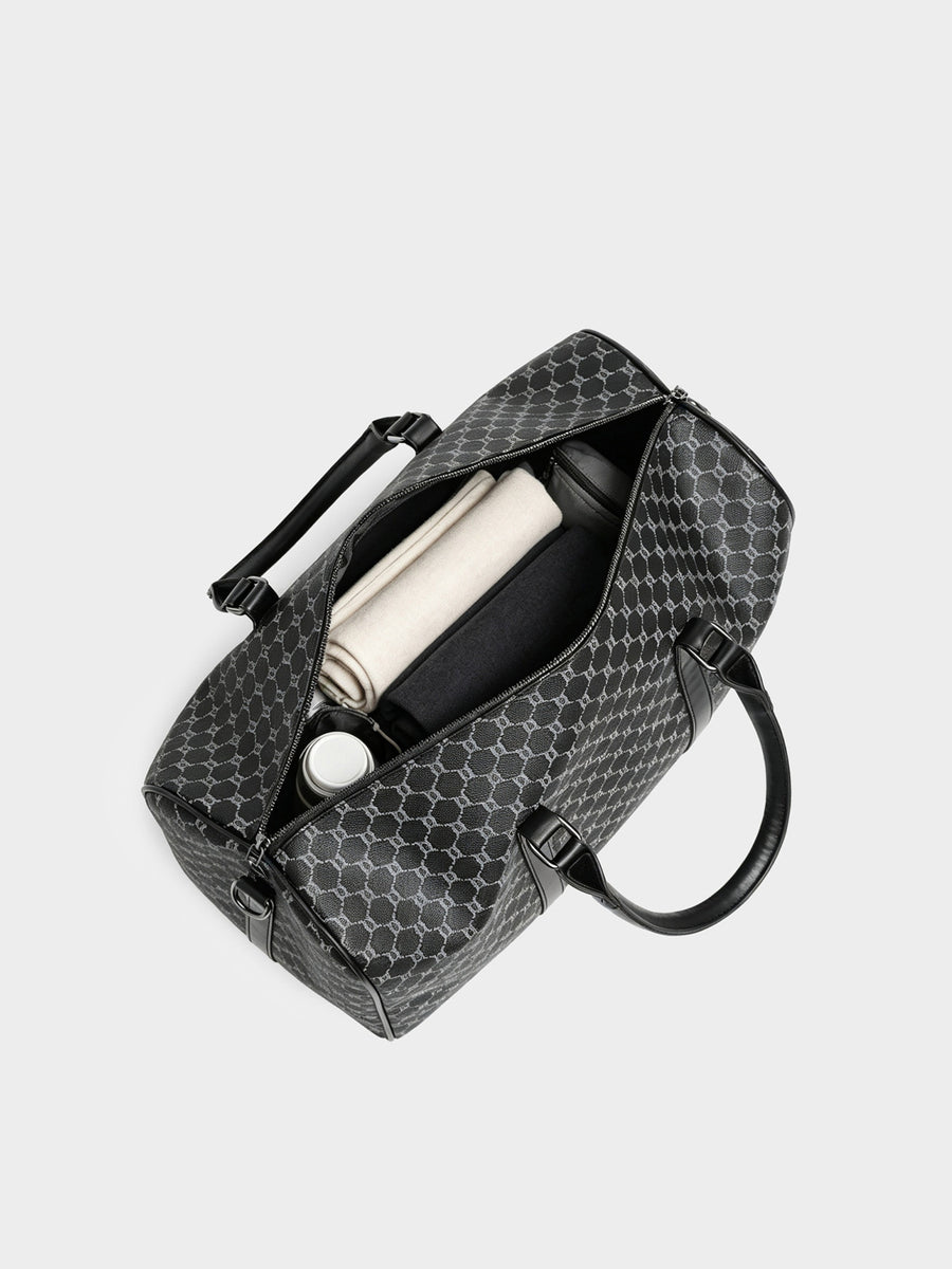 duffel bag in Black with geometric and top handles