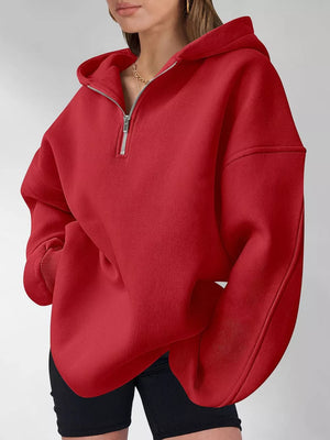 100% polyester Care instructions: Machine wash cold zip hoodie in Light Gray with oversized silhouette