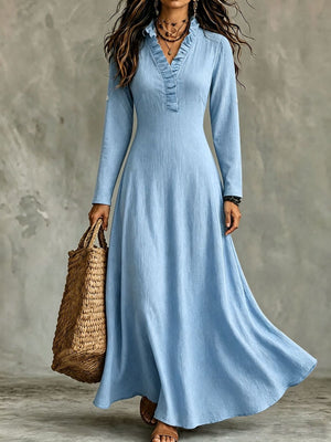 maxi dress in Sky Blue with frill and maxi