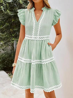 Light Blue A-line mini dress with v-neck