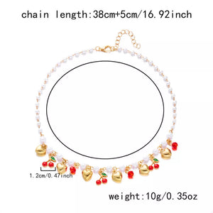necklace featuring motif in white with Synthetic Pearl, 18K Gold-Plated, Alloy, Zinc alloy Care instructions: Avoid wea