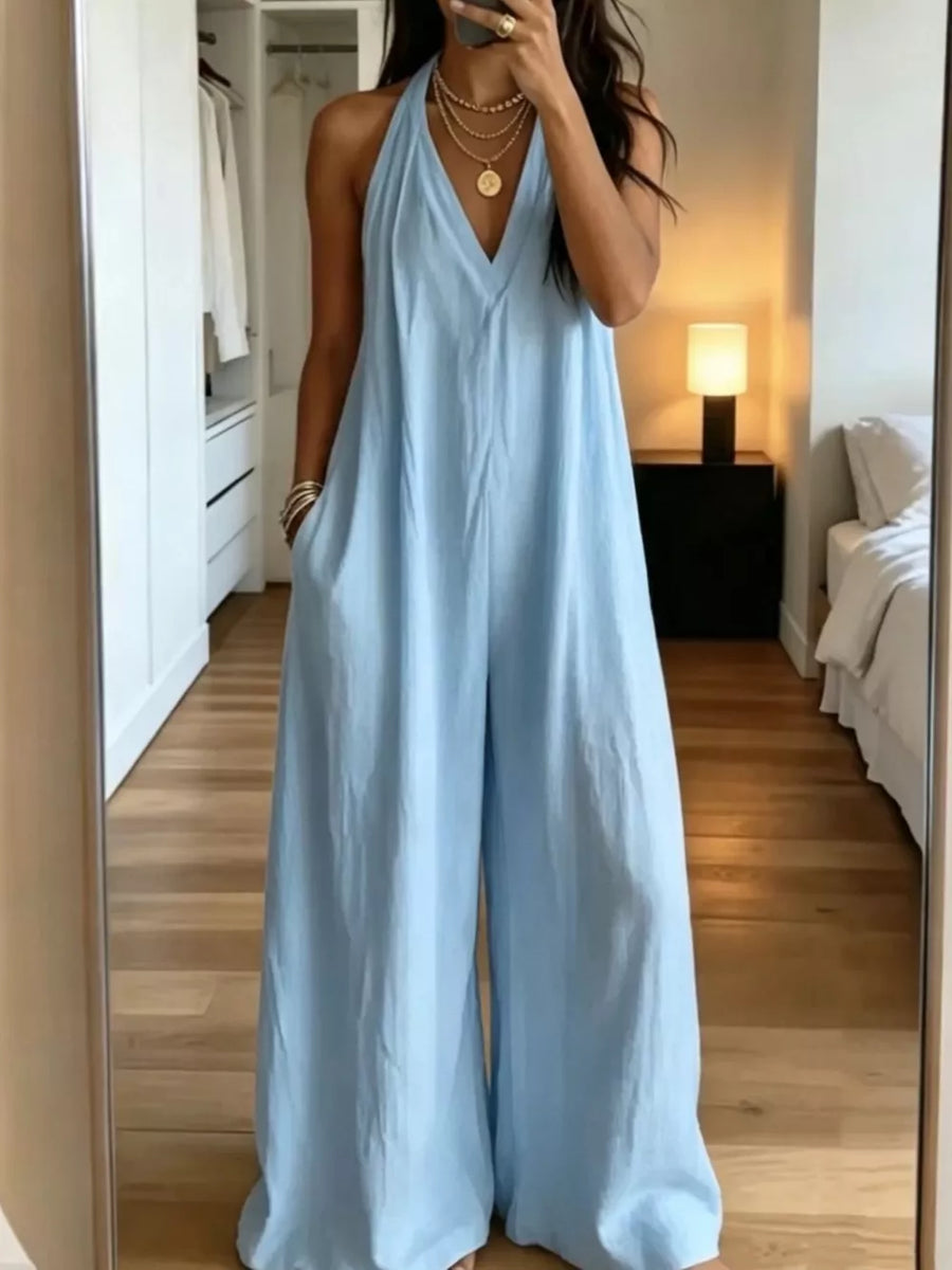 resort jumpsuit in Yellow with halter