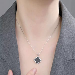 necklace featuring clover in Silver with 925 sterling silver,Agate Care instructions: Avoid wearing during exercise, as s