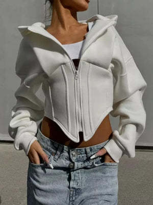 zip hoodie in Light Gray