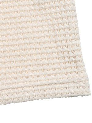 Luxe waffle knit maternity tee in apricot with lace detail
