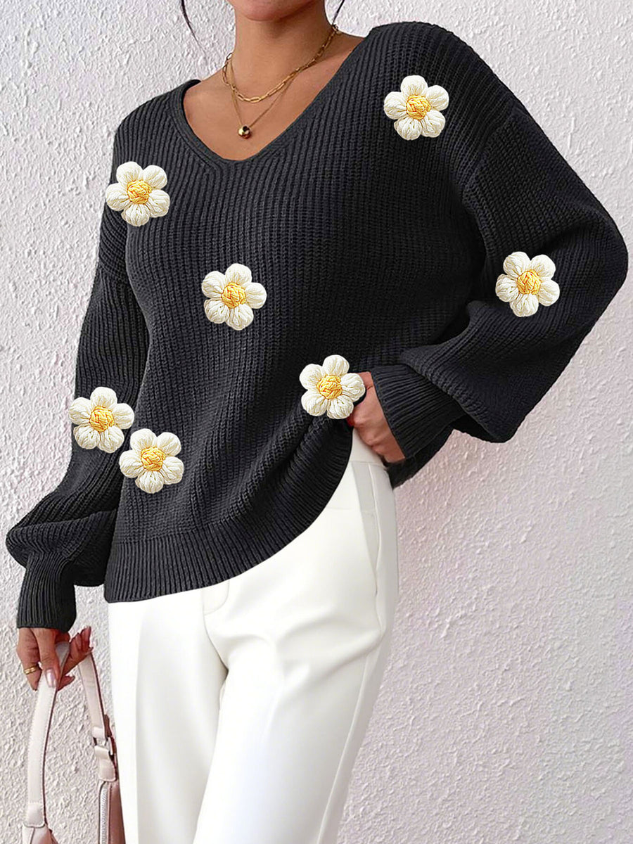 v-neck sweater in Khaki with ribbed and hip-length